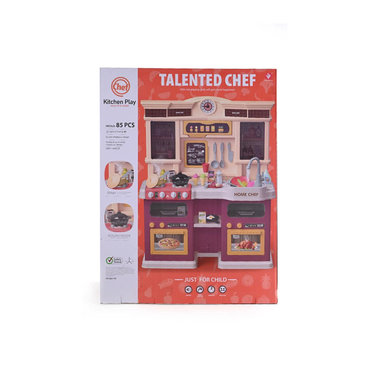 85-Piece Kitchen Playset accessories, cookware and play food