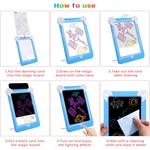 Magic LED Drawing Board for Kids – Light-Up Erasable Doodle Pad