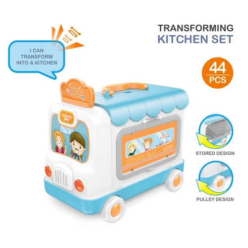 Transforming Kitchen Set for Kids – 2-in-1 Bus to Kitchen Playset