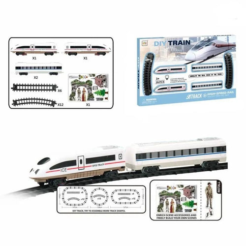 DIY 28 Pcs Railway Train Set with Sound Effects