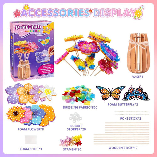 Poke Art Craft Kit – Magical Flower & Butterfly DIY Fabric Set