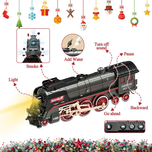 Holy Fun DIY Train Track Set with Steam Smoke & Passenger Car