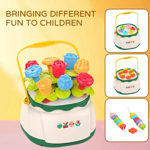 Huanger Montessori Flower Pegboard Bucket Toy for Toddlers