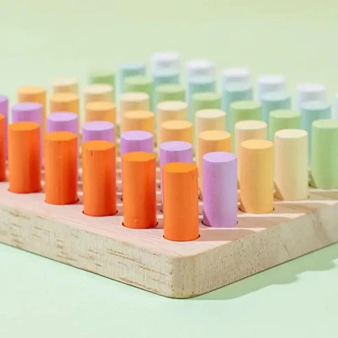 Wooden Color Sorting & Stacking Pegboard for Kids