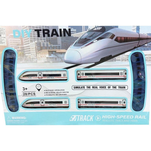 DIY 28 Pcs Railway Train Set with Sound Effects
