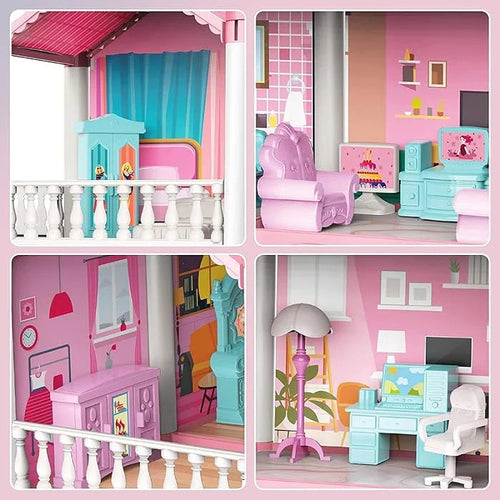 379-Piece DIY Doll House Villa – 5-Storey 17-Room Mansion