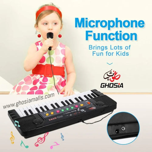 37-Key Piano Keyboard Toy for Kids with Microphone & Stool