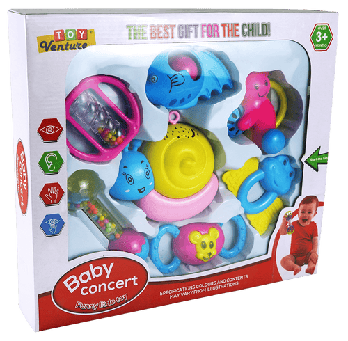 7 Pcs Rattle Set Box – Musical Baby Rattles for Newborns