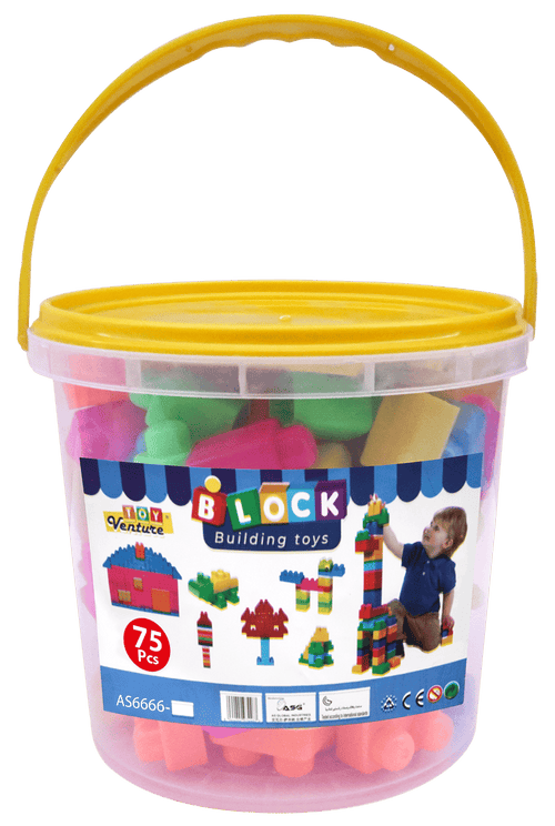 75 Pcs Building Block Bucket – Educational Construction Toy for Kids