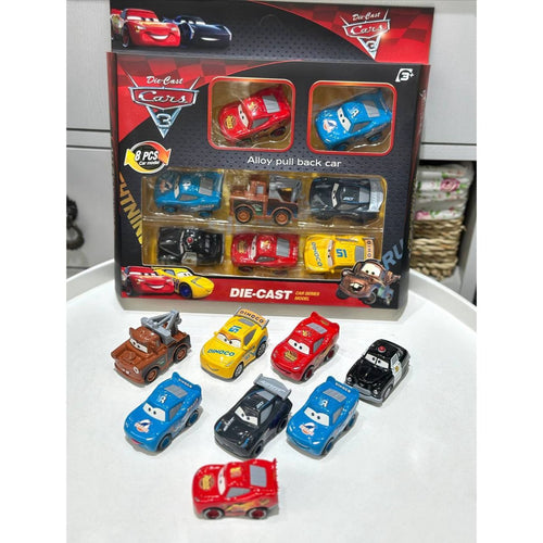 8-Piece Alloy Metal Pull-Back Mini Cars Set β Die-Cast Lightning McQueen Style Toy Cars