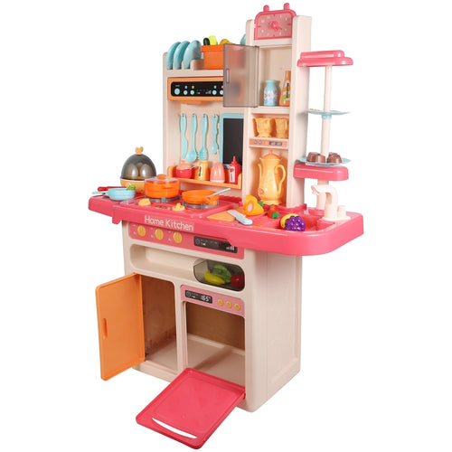 96-Piece Kids Kitchen Playset with Spray, Light & Sound – Pretend Play Cooking Set