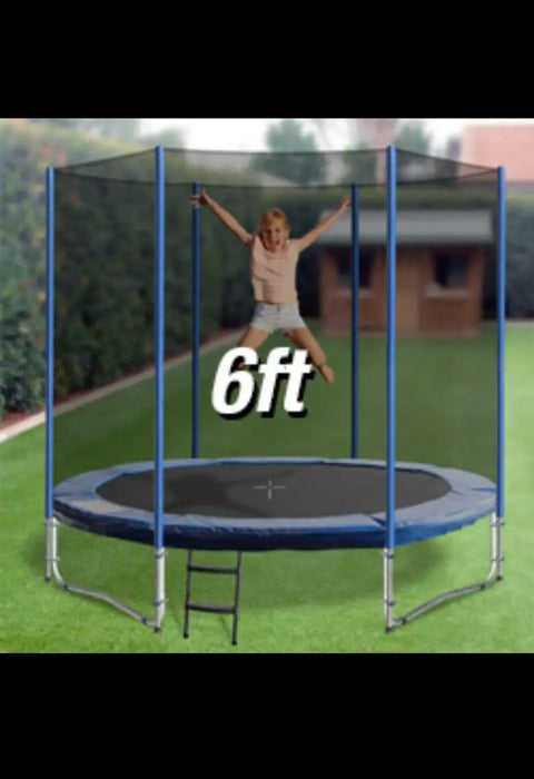 6ft Round Trampoline with Safety Enclosure & Ladder for Kids