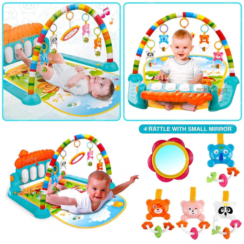 Baby Piano Play Gym Mat with Hanging Toys for Tummy Time