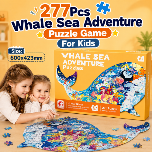 277 Pcs Whale Sea Adventure Shaped Jigsaw Puzzle for Kids