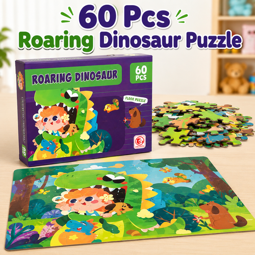 60 Pcs Roaring Dinosaur Floor Puzzle for Kids