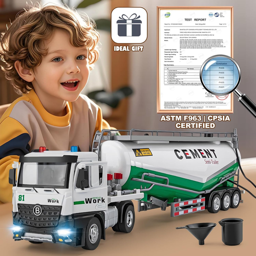Diecast Large Cement Semi-Trailer Truck – 17.5-Inch Model