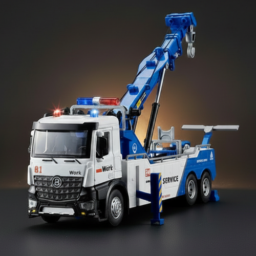 Diecast Police Rescue Tow Truck – 12-Inch Model