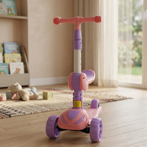 Kids Modern Seat Scooter with LED Lights & Music – Pink