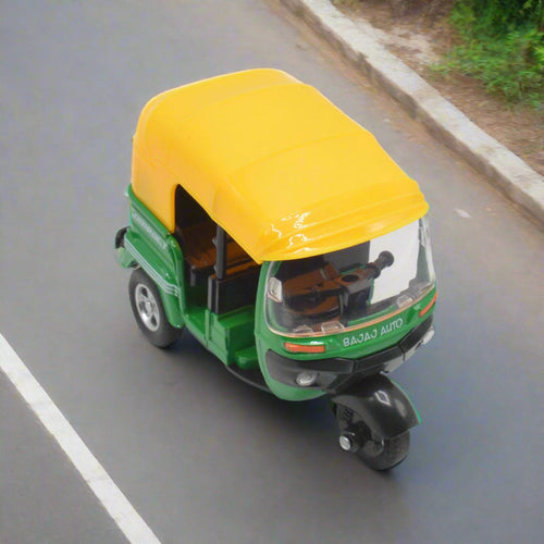 Diecast Mini Rickshaw Toy – Pull-Back with Music & Sleek Finish