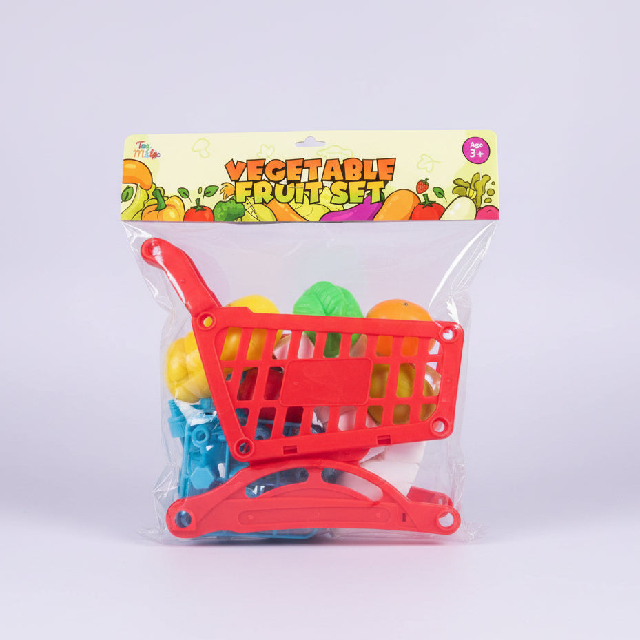 Fruit vegetable trolley toy set - pretend shopping play