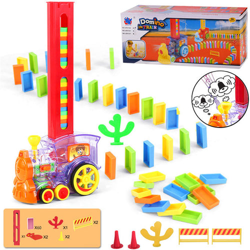 Automatic Domino Brick Laying Train Toy Set β 60 Pcs Colorful Building Blocks for Kids