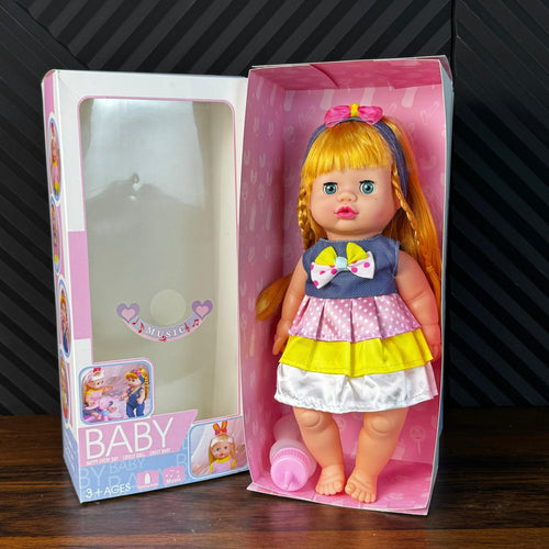 Baby Doll Happy Every Day | Musical Doll with Feeding Bottle for Kids