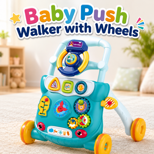 Baby Push Walker with Wheels | Sit-to-Stand Toddler Learning & Activity Toy