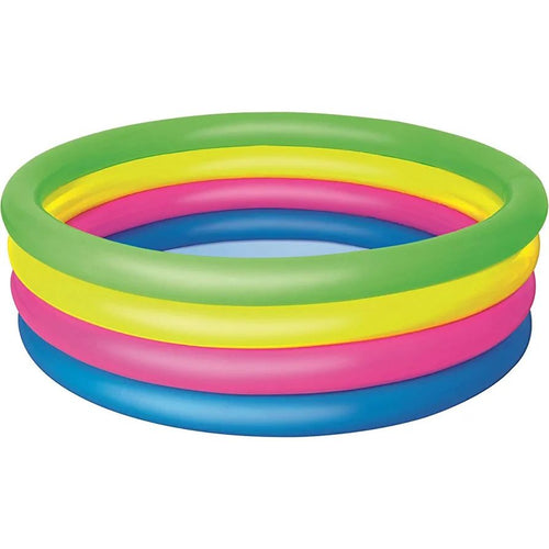 BESTWAY Kids 4-Ring Rainbow Pool 5ft 1in x 1ft 5in | Inflatable Family Splash Pool