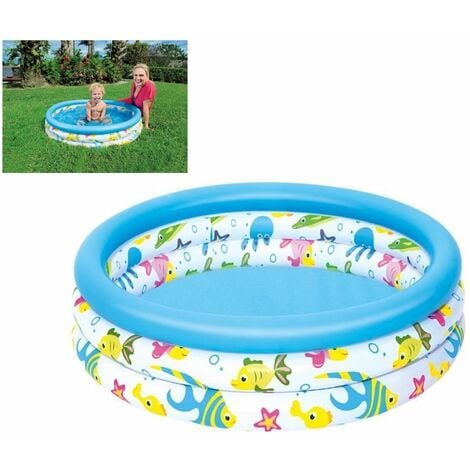 BESTWAY Kids Fish Print Vinyl Pool 4ft x 10in | Inflatable Splash Pool