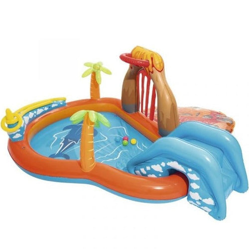 BESTWAY Lava Lagoon Safe Play Centre Pool 8ft 8in x 8ft 8in x 3ft 5in | Kids Inflatable Water Play Center