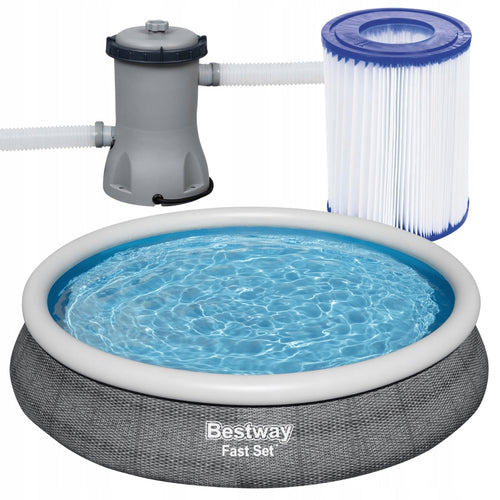 BESTWAY Round Fast Set Ring Pool 15ft x 2ft 9in | Easy Setup Family Pool