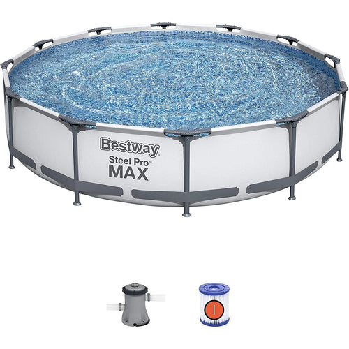 BESTWAY Steel Pro Round Swimming Pool 12ft x 2ft 6in | Above Ground Family Pool