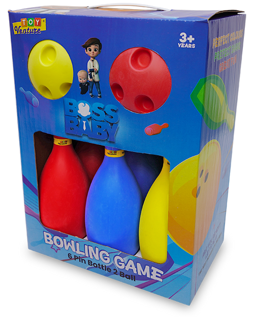 Boss Baby Bowling Game – 6 Pins & 2 Balls Playset for Kids