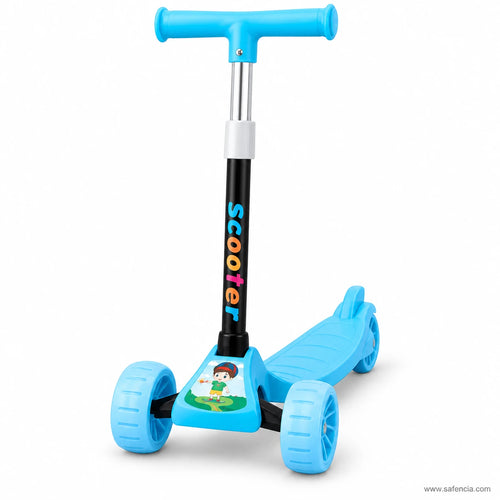 Blue Cartoon Kids Scooter with Rainbow Letters, Lights & Music