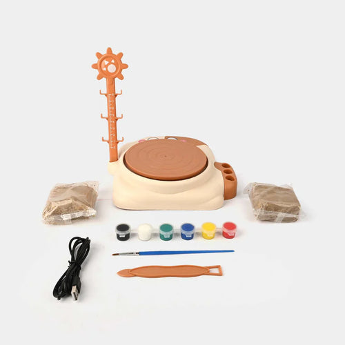 Cat-Themed USB Pottery Wheel Kit with Air-Dry Clay for Kids