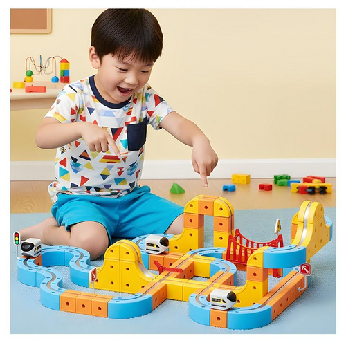 Magnetic Rail Electric Train Set for Kids – 67 Pieces