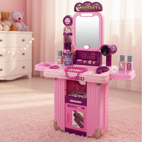 Princess Hair Salon Playset for Kids – 3-in-1 Suitcase with Light & Sound