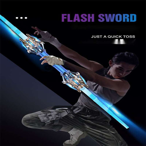 Dual Head Rotate Sword with Spark Lights | Telescopic LED Lightsaber Toy for Kids