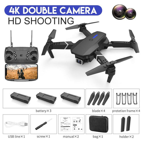 E88 Pro Drone with Dual 4K Camera & LED Lights | Foldable WiFi FPV Quadcopter