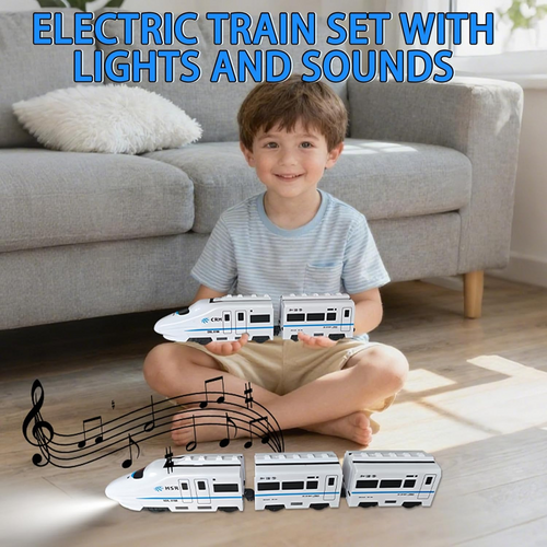 Electric RC Train Toy for Kids with Track Set