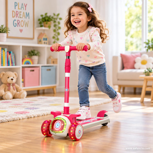 Pink Glowing Target Kids Scooter with LED Light-Up Wheels & Music