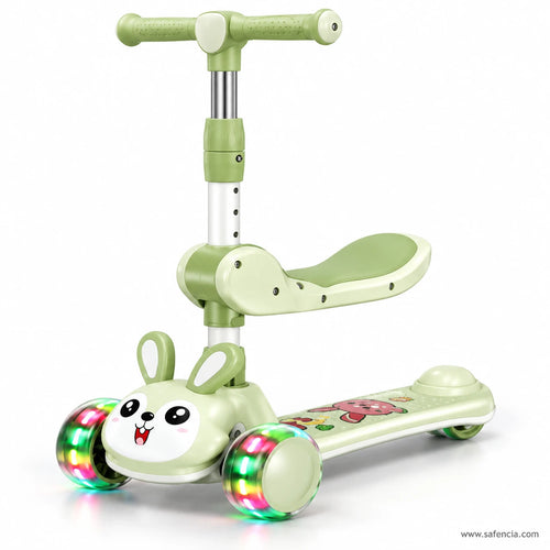 Green Bunny Kids Scooter with Removable Seat & LED Wheels