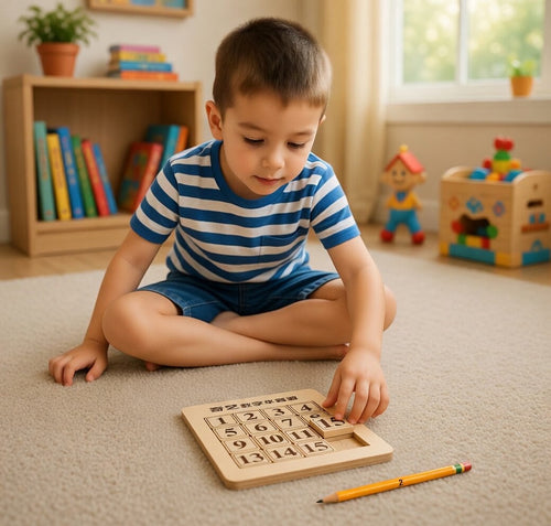 Wooden Sliding Number Puzzle for Kids – Classic 15 Puzzle Brain Game