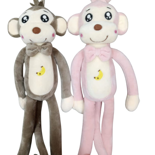 Cute Long-Legged Hanging Monkey Plush Toy with Bowtie & Banana Embroidery β 45 CM