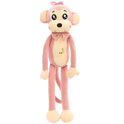 Cute Long-Legged Hanging Monkey Plush Toy with Bowtie & Banana Embroidery β 45 CM