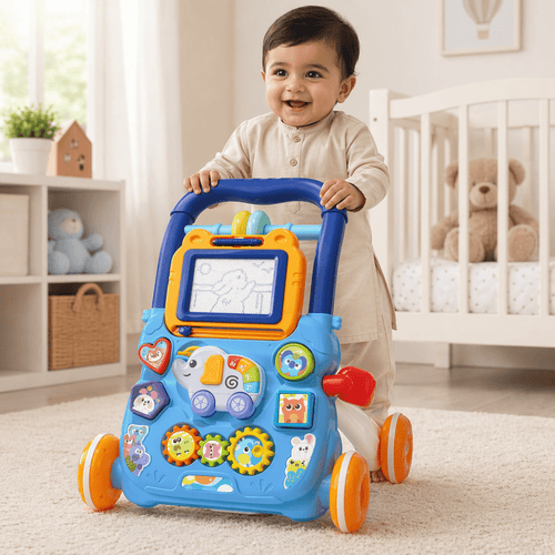 Huanger Large Baby Walker with Lights & Music – Cartoon Learning Push Walker