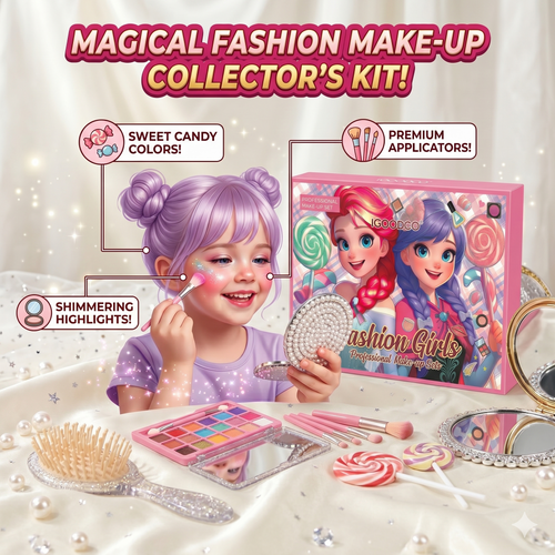 IGOODCO Fashion Girls Makeup Kit | Sweet Candy Colors & Shimmer Pretend Play Set