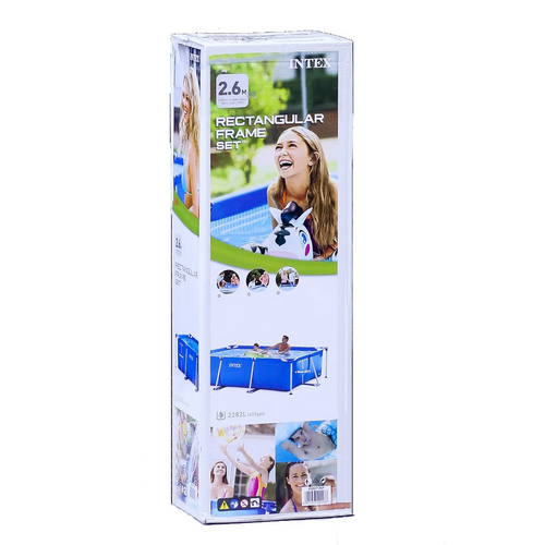 INTEX Above Ground Metal Frame Pool 8ft 6.5in x 5ft 3in x 2ft 2in | Rectangular Family Pool