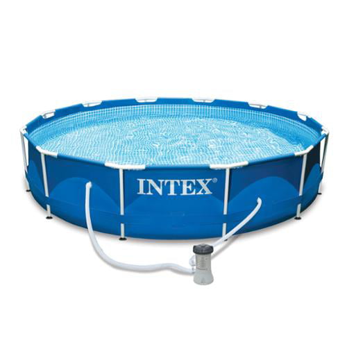 INTEX Beach Side Metal Frame Pool 12ft x 2ft 6in | Large Above Ground Kids Pool