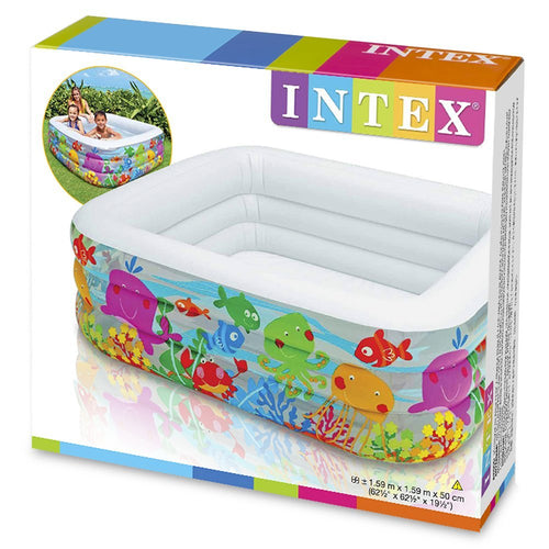 INTEX Clearview Aquarium Kids Pool 5ft 2.5in x 5ft 2.5in x 1ft 7.5in | Inflatable Play Pool